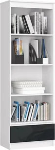 Elior Nowoczesny regał do gabinetu biały + grafit połysk - Milano 4X - Regały - miniaturka - grafika 1