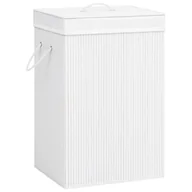 Kosze na bieliznę - vidaXL Bambusowy kosz na pranie, biały, 72 L vidaXL - miniaturka - grafika 1