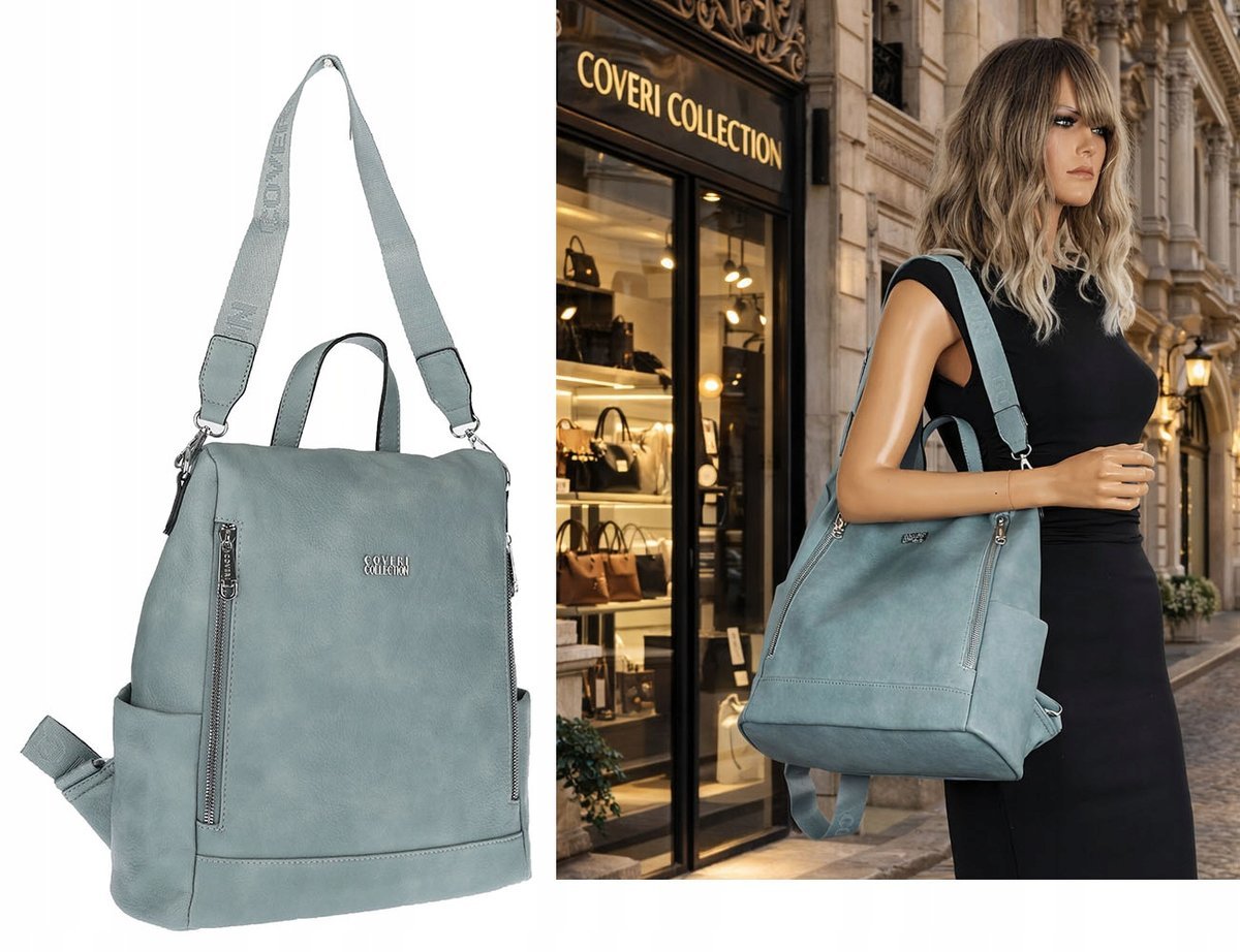Torebka Damska Włoskiej marki Coveri Collection Plecak 2w1 CC028 Niebieska