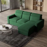 Pościel - Masseno Narożnik PADWA z funkcją spania i pojemnikiem na pościel Kształt L, Rozkładana sofa, Rogówka - Zielony, POSO 14 - miniaturka - grafika 1