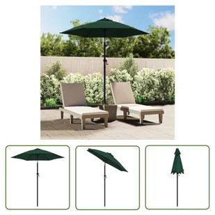 The Living Store Parasol - zielony - 200 x 224 cm - aluminium - Parasol - Parasole ogrodowe - miniaturka - grafika 1