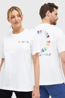 Koszulki i topy damskie - Karl Lagerfeld t-shirt bawełniany 225W1781 kolor biały z nadrukiem - grafika 1