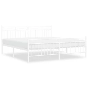 Metalowa rama łóżka z wezgłowiem i zanóżkiem, biała, 183x213 cm Lumarko! - Łóżka - miniaturka - grafika 3