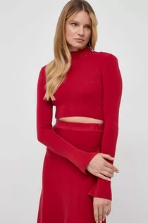 Swetry damskie - Patrizia Pepe sweter damski kolor czerwony lekki z półgolfem - grafika 1