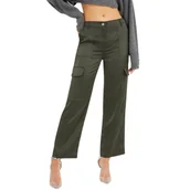 Spodnie damskie - Spodnie damskie Guess materiałowe satynowe cargo zielone-L - miniaturka - grafika 1