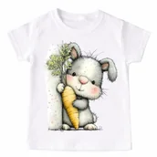 Koszulki dla dziewczynek - Koszulka z zajączkiem i marchewką na Dzień Marchewki - marchewka13-27 - miniaturka - grafika 1