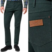 Spodnie męskie - Wrangler GREENSBORO Scarab PROSTE CIEMNOZIELONE SPODNIE MATERIAŁOWE W31 L30 - miniaturka - grafika 1