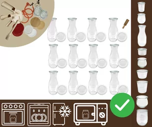 Słoiki WECK 12szt/ plastikowe wieko, miarka KARAFKA 1l 1062ml BUTELKA / Wamar-Sosenka - Pojemniki kuchenne Słoiki WECK 12szt/ plastikowe wieko, miarka KARAFKA 1l 1062ml BUTELKA / Wamar-Sosenka - Pojemniki kuchenne - miniaturka - grafika 1