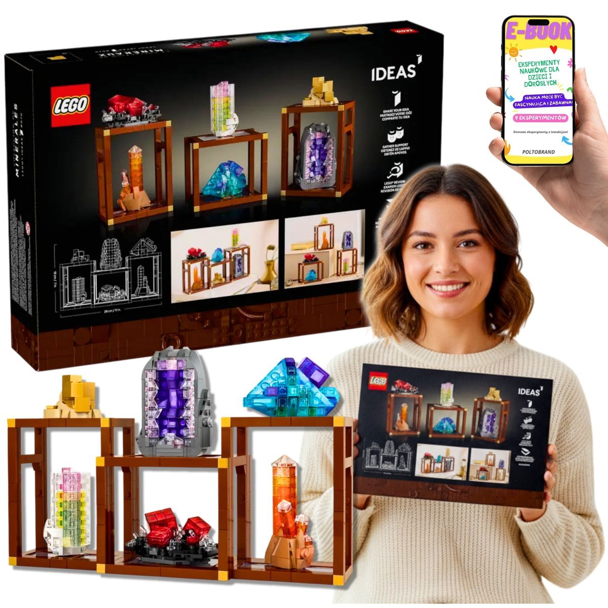 LEGO® IDEAS Kolekcja Minerałów – Zestaw dla Dorosłych LEGO Dla Kobiety Żony (21362) + EBOOK