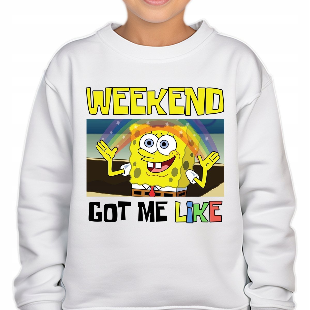 Bluza Dziecięca Biała WEEKEND SPONGEBOB Bajka Kreskówka Rozm 140 cm Wzory