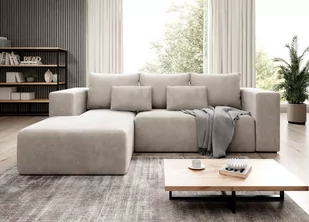 Wygodny narożnik z funkcją spania lewostronny Stripes kremowy w sztruksie - Narożniki Wygodny narożnik z funkcją spania lewostronny Stripes kremowy w sztruksie - Narożniki - miniaturka - grafika 1