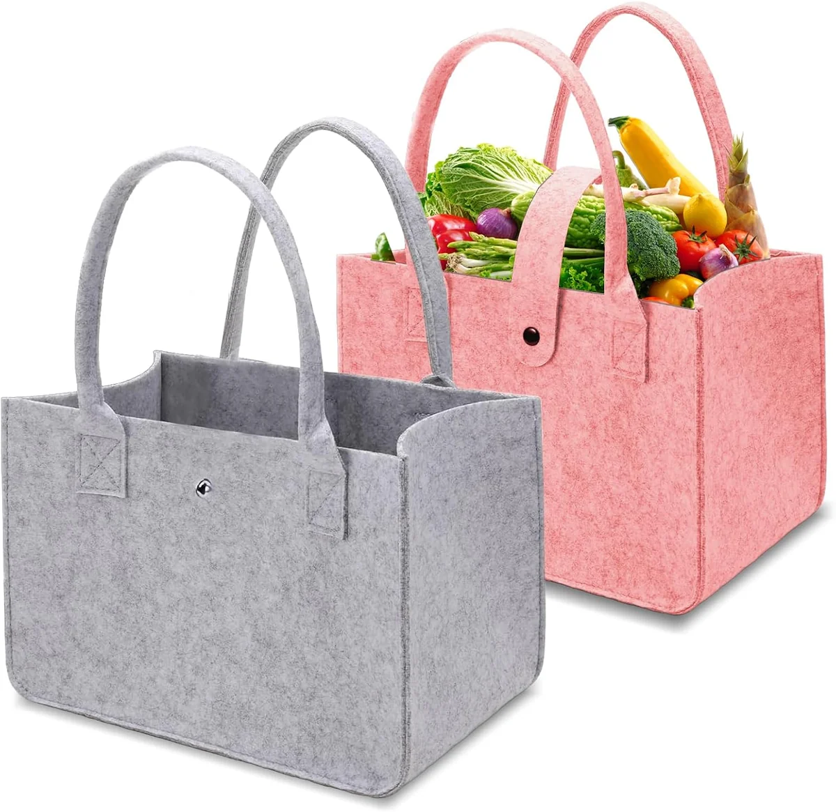 FILCOWA TORBA NA ZAKUPY 2 SZTUKI SKŁADANA 30 X 20 X 18 CM SZARA RÓŻOWA