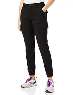 Spodnie damskie - Urban Classics Damskie spodnie cargo z wysokim stanem Spodnie Kobiety , Czarny , 28 - grafika 1