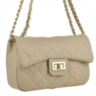 Torebki damskie - VERA PELLE pikowana torebka wizytowa beżowa skóra nat. - miniaturka - grafika 1