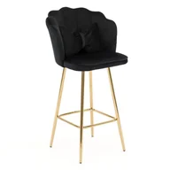 Taborety i hokery - Hoker DC-B6091 muszelka Glamour Welur Czarny #66 Złote nogi - miniaturka - grafika 1