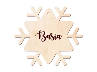 Congee.pl Zawieszka drewniana śnieżka z imieniem lub logo firmy - 11 cm - 1 szt. DBN-S02 - Ozdoby bożonarodzeniowe - miniaturka - grafika 1
