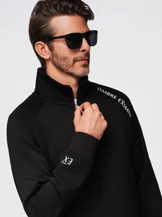 Bluza męska z rozpinaną wysoką stójką i kontrastowym nadrukiem czarna V1 OM-SSZP-0211 XXL - Bluzy męskie - miniaturka - grafika 1