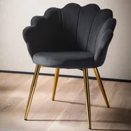 Krzesła - FineBuy Krzesło do jadalni Tulip Aksamit / Metal Tapicerowane krzesło kuchenne Krzesło Shell - miniaturka - grafika 1