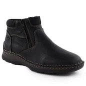 Buty zimowe męskie - Skórzane trzewiki męskie na suwak czarne Rieker 05362-00 - miniaturka - grafika 1