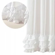 Firany - Firana do salonu 500x230 firanka na taśmie żabki Flavia z falbanami biała - miniaturka - grafika 1