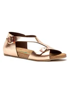 Sandały damskie - Comfortfusse Skórzane sandały w kolorze różowozłotym - miniaturka - grafika 1