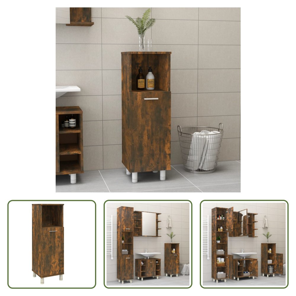 The Living Store Szafka łazienkowa dąb wędzony 30x30x95 cm materiał drewnopochodny