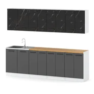 Meble kuchenne - Kuchnia z blatem duża vero 2.6m nowoczesna biała san sebastian szara mat - miniaturka - grafika 1