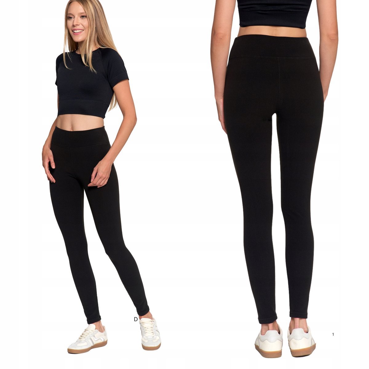 DŁUGIE LEGGINSY DAMSKIE WYSOKI STAN PRĄŻKOWANE SPORTOWE FIT MORAJ S/M BLACK