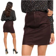 Spódnice - Ołówkowa Spódnica Damska Mini Woskowana z Kieszeniami Elegancka MORAJ S - miniaturka - grafika 1