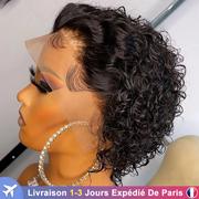 Ozdoby do włosów - AliExpress Jarin włosy 6 cali naturalna peruka z lokami krótka fryzura Pixie z przezroczysta koronka Cap - miniaturka - grafika 1