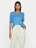 Koszulki i topy damskie - Vila T-Shirt Abella 14089540 Niebieski Relaxed Fit - miniaturka - grafika 1