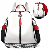 Torebki damskie - Skórzany Plecak Biały Wodoodporny Damski Pojemny 2W1 Szkoły Pracy Miejski - miniaturka - grafika 1