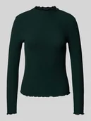 Bluzki damskie - Bluzka o kroju slim fit z długim rękawem i dodatkiem wiskozy model ‘LEMMA’ - miniaturka - grafika 1