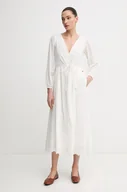 Sukienki - Pepe Jeans sukienka bawełniana DEEPTY kolor beżowy midi rozkloszowana PL953693 - miniaturka - grafika 1