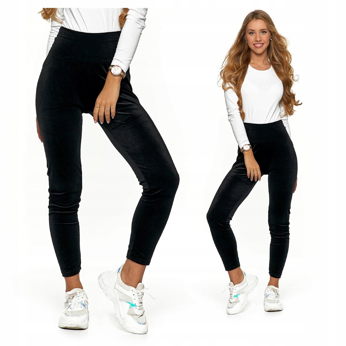 Legginsy Welurowe Damskie Getry Wysoki Stan L/XL MORAJ