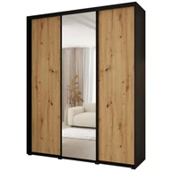 Szafy - Minio go for it, Szafa z drzwiami przesuwnymi Vado, 200 x 60 cm, czarny/dąb artisan/czarny - miniaturka - grafika 1