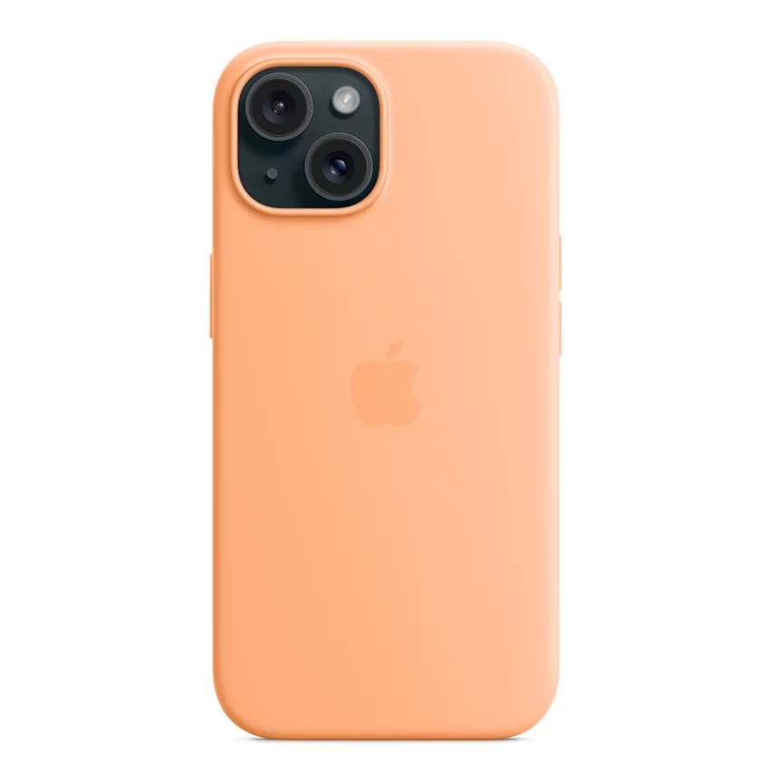 Apple Silicone Case etui z MagSafe do iPhone 15 (pomarańczowy sorbet)