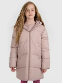 Kurtki i płaszcze dla dziewczynek - 4F Płaszcz puchowy z wypełnieniem syntetycznym dziewczęcy - brązowy 122 (6-7 lat) - miniaturka - grafika 1