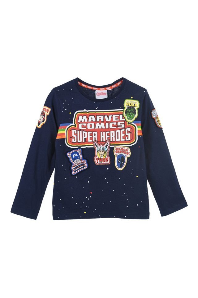 Bluzka z długim rękawem, dla chłopców, Marvel, Avengers, kolor granatowy, bawełna, rozmiar 128 cm