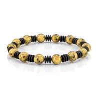 Bransolety męskie - Bransoletka koraliki w kolorze żółtym EM 23 - EM Men's Accessories - miniaturka - grafika 1