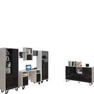 Zestawy mebli dla dzieci - Zestaw Mebli Młodzieżowych 5 Boss MebloCross Biały Mat / Sonoma Jasna - miniaturka - grafika 1