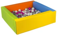 Suche baseny - Kwadratowy suchy basen z ekoskóry z 200 piłeczkami (żółty, zielony, niebieski, pomarańczowy/biały, różowy, szary) - miniaturka - grafika 1