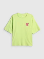 Koszulki i topy damskie - 4F T-shirt boxy z nadrukiem damski - zielony XS - miniaturka - grafika 1