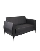 Inne meble biurowe - Dwuosobowa sofa Basco Black 2, do biura, do recepcji, do lobby, skórzana, ekoskóra, czarna - miniaturka - grafika 1