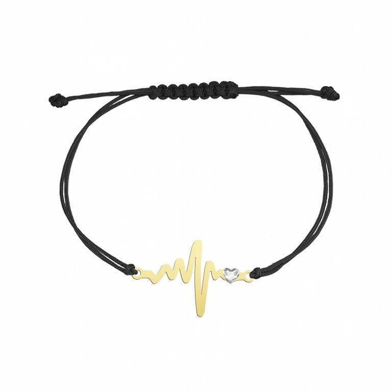 Bransoletka Pozłacana Linia Życia Sznurek Srebro 925 Dedykacja Prezent