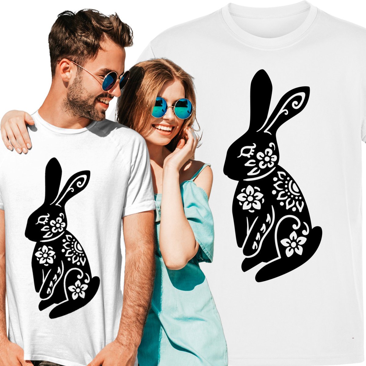 Koszulka męska Królik Zając Kwiaty Wiosna XL