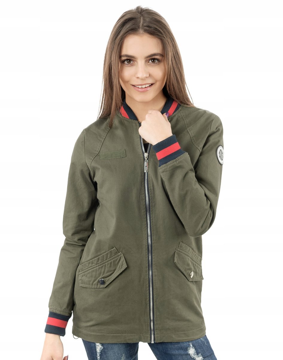 Kurtka Damska Bomberka Długa Bomber 1725 r M Khaki