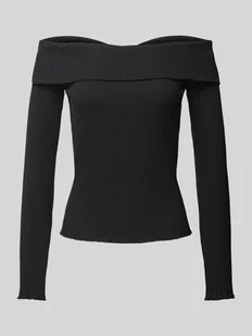 Top z długim rękawem i kołnierzem na ramionach model ‘JAZMINE’ - Koszulki i topy damskie - miniaturka - grafika 1