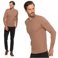 Swetry męskie - Elegancki SWETER MĘSKI Klasyczny Okrągły Dekolt Delikatny Wzór MORAJ XL - miniaturka - grafika 1