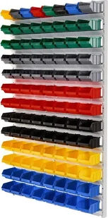 qBox Regał do pojemników warsztatowych, wiszący. Wym: 1610x940x380mm 104 pojemniki Regał z pojemnikami - Pojemniki przemysłowe - miniaturka - grafika 1